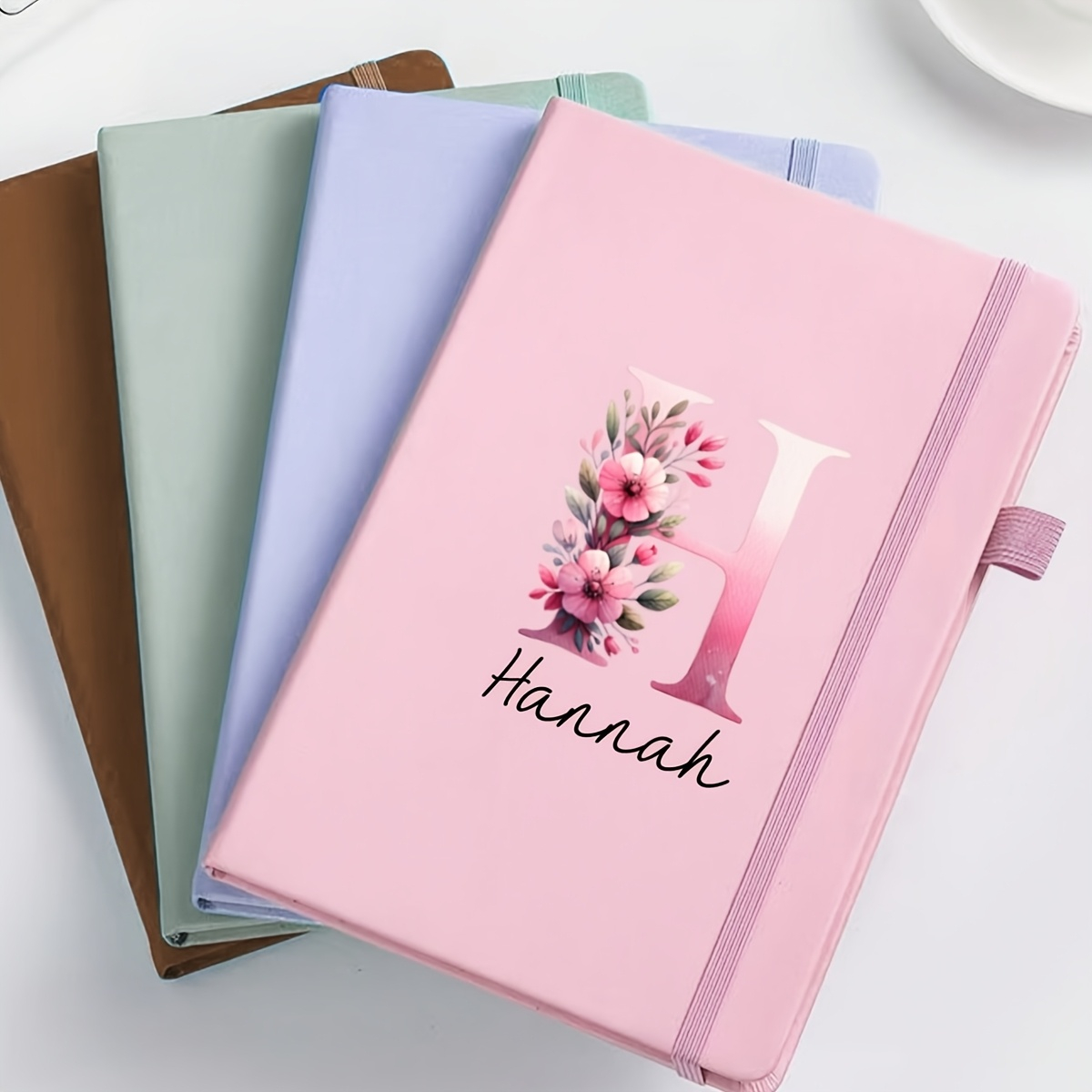 Leatherwork Books - Personalisiertes Leder-Notizbuch mit Namen, Individuelles Buchstaben-Design,
