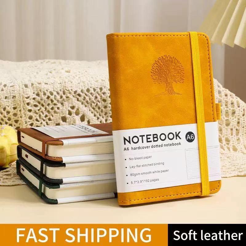 Leatherwork Books - Tragbares A6-Notizbuch, Hardcover-Tagebuch aus Kunstleder, 192