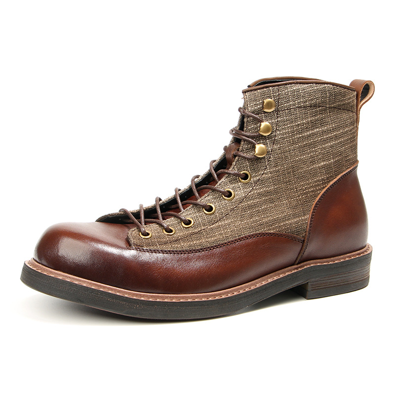 Vintage Leatherwork - YETTIES Amekaji-Kampfstiefel für Herren mit kurzer