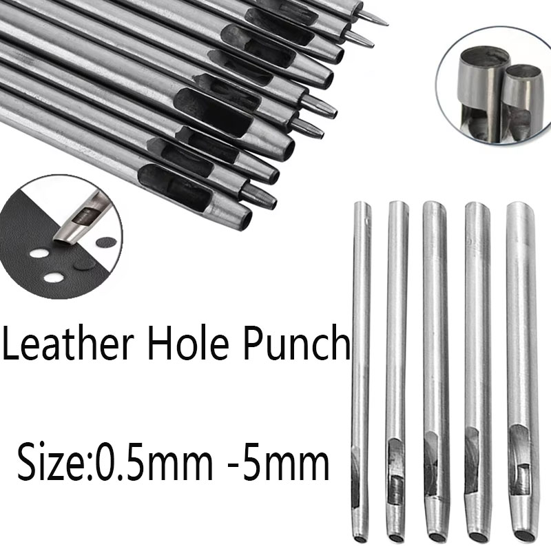 Leatherwork Tool Kit - 0,5–5 mm Leder-Lochstanzwerkzeug-Set, runde Locher-Arbeitswerkzeuge für