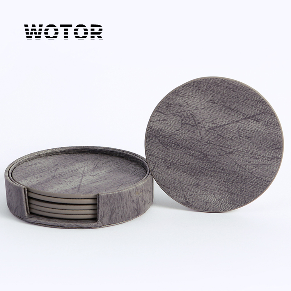 Leatherwork Rings - WOTOR 6 Teile/los Kreis Holzmaserung Leder
