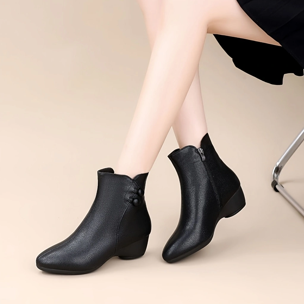 Vintage Leatherwork - Damen Stiefeletten mit Mittlerem Keilabsatz Elegante