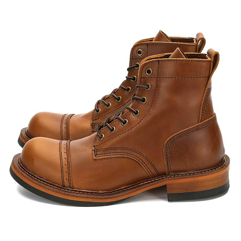 Vintage Leatherwork - Herren-Motorradstiefel aus echtem Leder, Freizeit-Arbeits- und