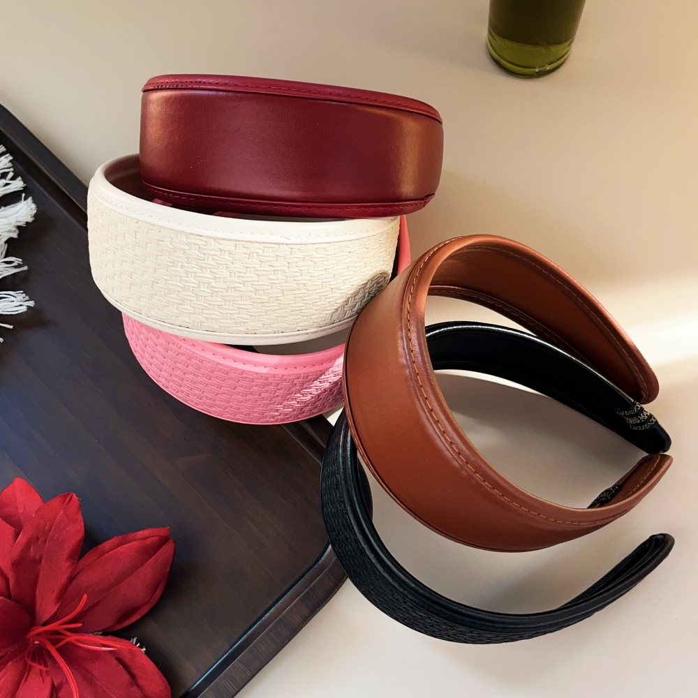 Leatherwork Rings - Neue 2025, Retro-PU-Leder-Haarbänder, breite Turbane, rutschfestes
