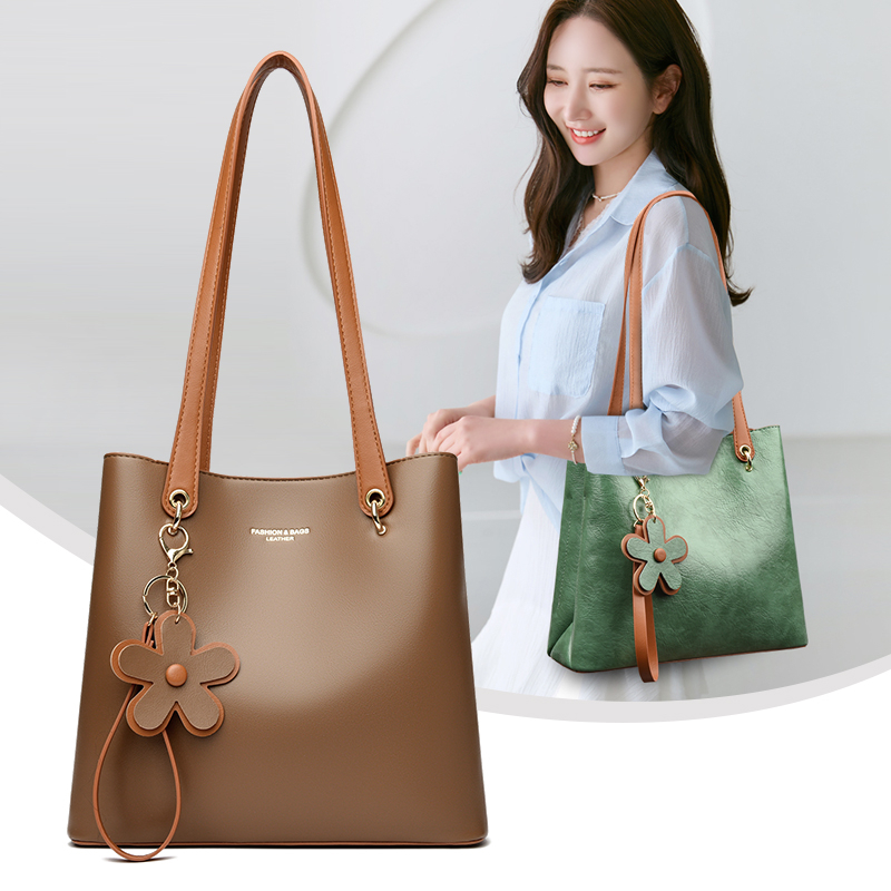 Leatherwork Flowers - Vintage Elegante Damen PU-Leder Tragetasche Große