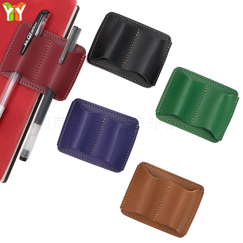 Leatherwork Books - Tragbarer Stifthalter aus PU-Leder, Notizbuch-Stiftclip, mehrfarbig,