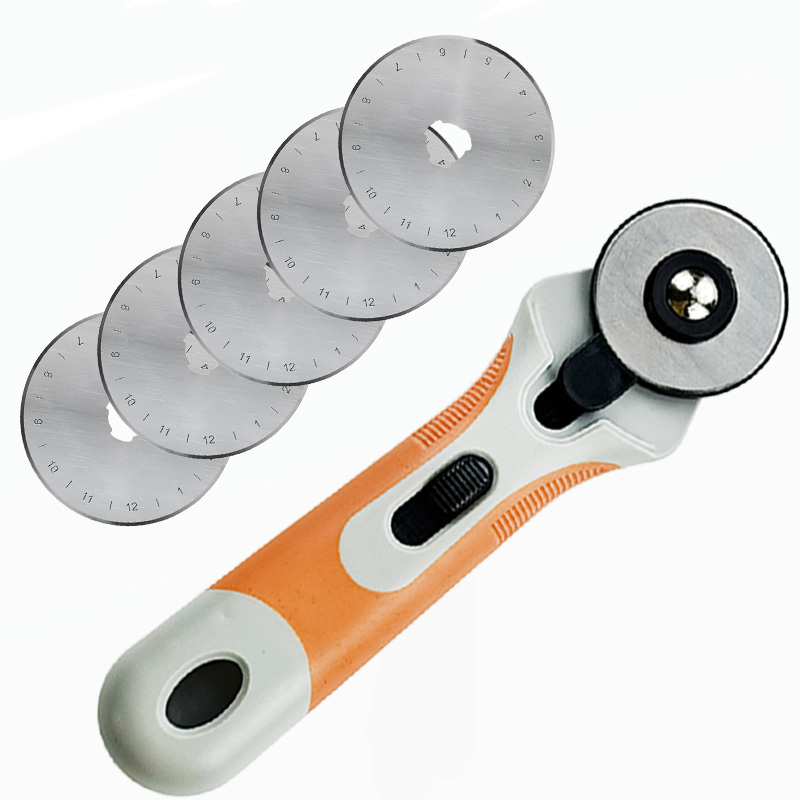 Leatherwork Tool Kit - 45-mm-Rollenschneider, Stoffschneidemesser, rutschfester Kunststoffgriff, Sicherheitsklingenverriegelung, kreisförmiger