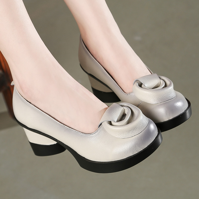 Leatherwork Flowers - Birkuir Retro High Heel Blumen Schuhe