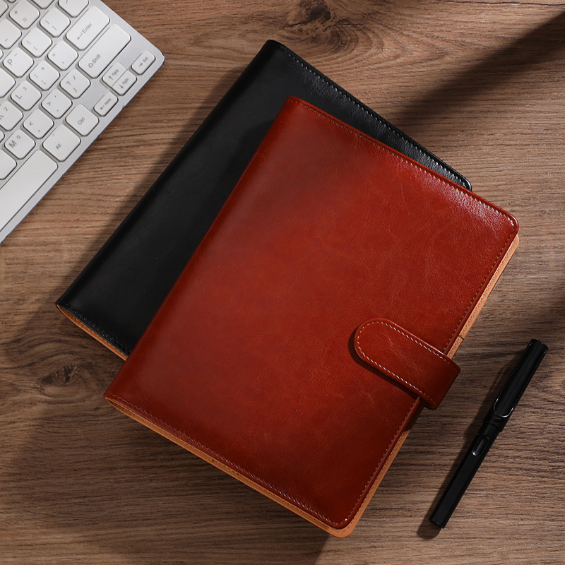 Leatherwork Books - Business-Leder-Notizbuch mit Loseblattsystem, 6-Loch-Ringbuch, Austauschbares Tagebuch,