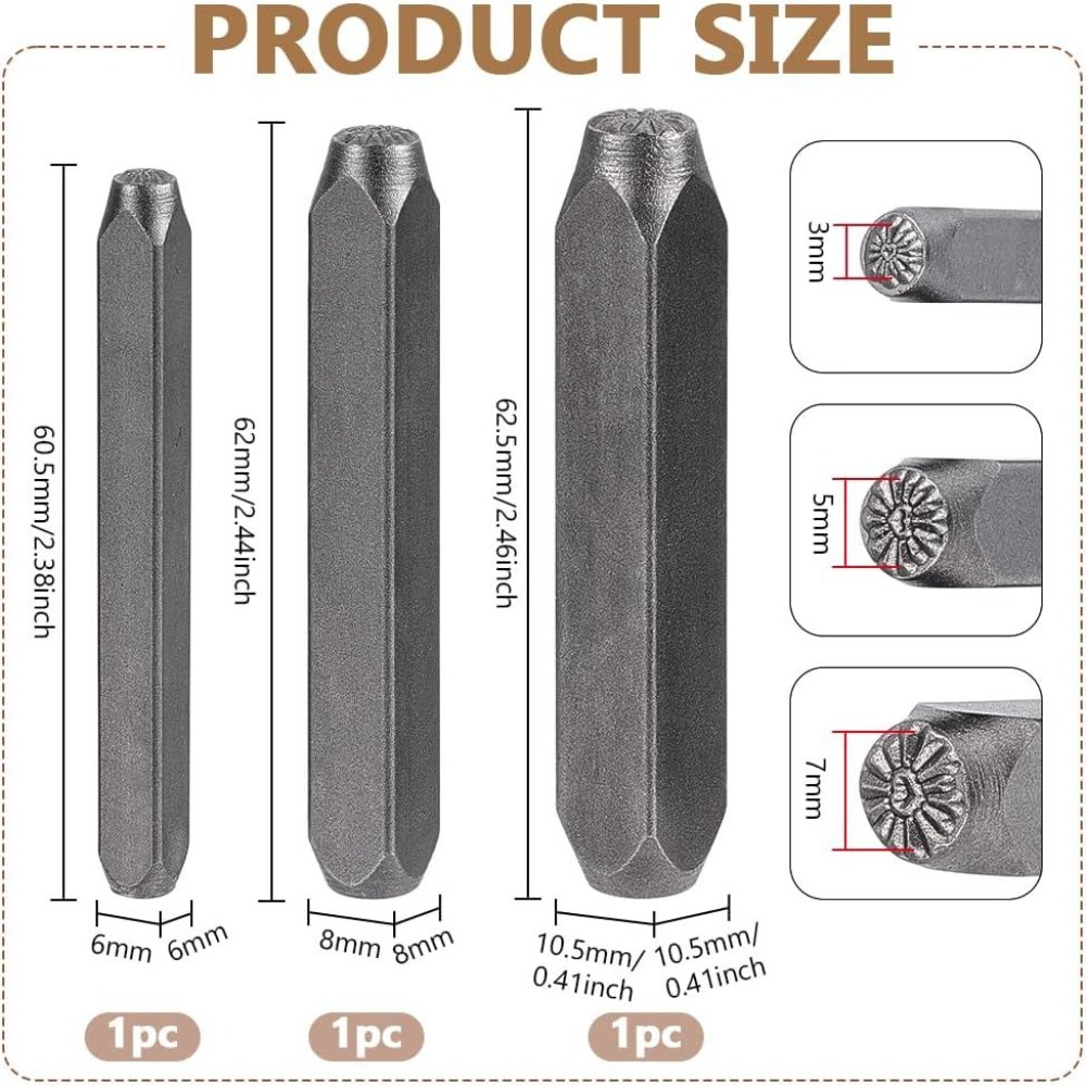 3-teiliges Metall-Stempelset m – Leather Work In Art Bewertung und Preis